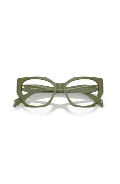 Prada 54mm Irregular Optical Glasses In Metallic