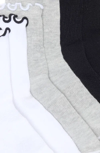 Nordstrom Athleisure Lettuce Edge Assorted 3-pack Ankle Socks In Black