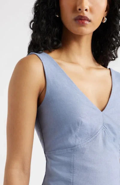 Open Edit Tie Back Cotton Minidress In Blue