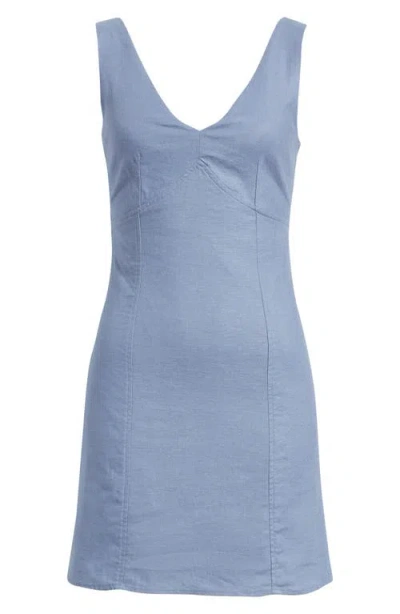 Open Edit Tie Back Cotton Minidress In Blue