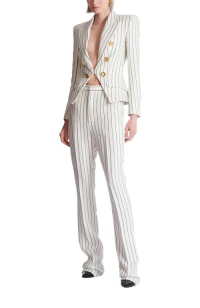 Balmain Double-breasted Striped Blazer In Multi