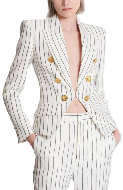 Balmain Double-breasted Striped Blazer In Multi