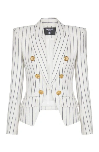 Balmain Double-breasted Striped Blazer In Multi