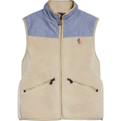 Moncler Grenoble Light Beige Acrylic Gilet In Multi