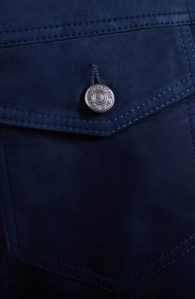 Bugatchi Hybrid Leather Trucker Jacket In Blue