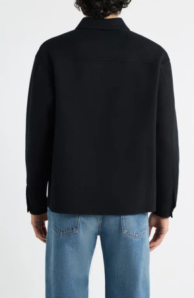 Frame Double Face Wool Shirt Jacket In Blue