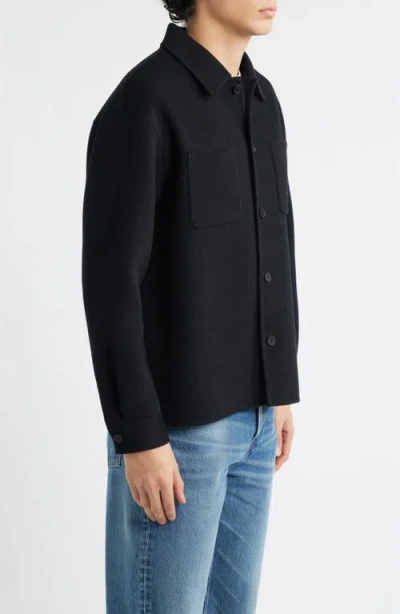 Frame Double Face Wool Shirt Jacket In Blue