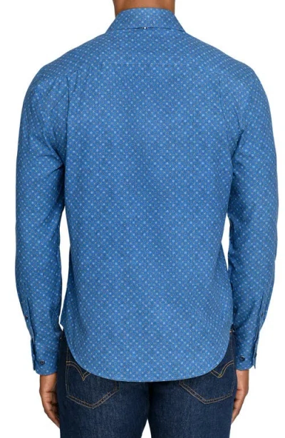 Brooklyn Brigade Ring Print Woven Long Sleeve Basic In Blue
