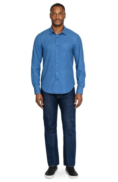 Brooklyn Brigade Ring Print Woven Long Sleeve Basic In Blue
