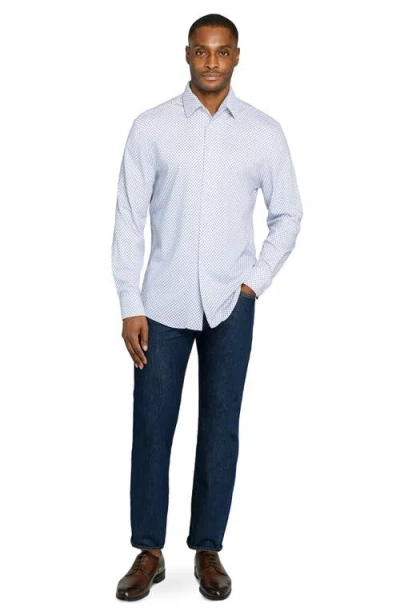 Brooklyn Brigade Diamond Print Knit Long Sleeve Basic In Blue