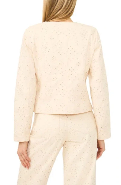 Cece Collarless Eyelet Jacket In Neutral