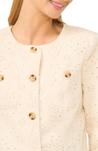 Cece Collarless Eyelet Jacket In Neutral