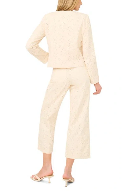 Cece Collarless Eyelet Jacket In Neutral