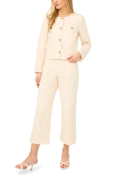 Cece Collarless Eyelet Jacket In Neutral
