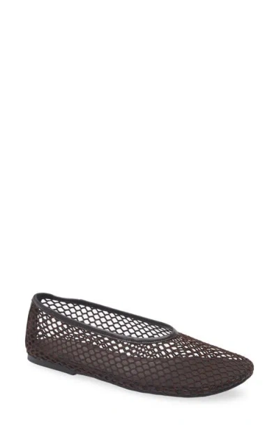 Tony Bianco Buzz Square Toe Mesh Flats Choc Mesh In Brown