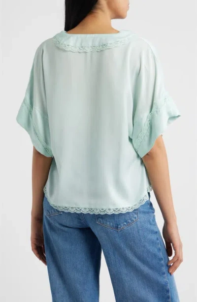 Wit & Wisdom Lace Trim Dolman Sleeve Top In Blue