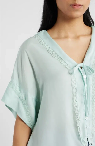 Wit & Wisdom Lace Trim Dolman Sleeve Top In Blue