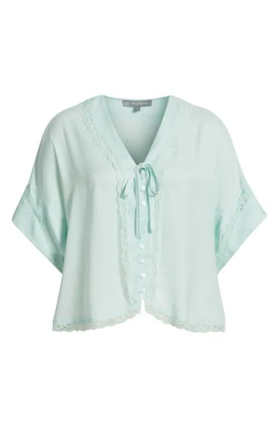 Wit & Wisdom Lace Trim Dolman Sleeve Top In Blue