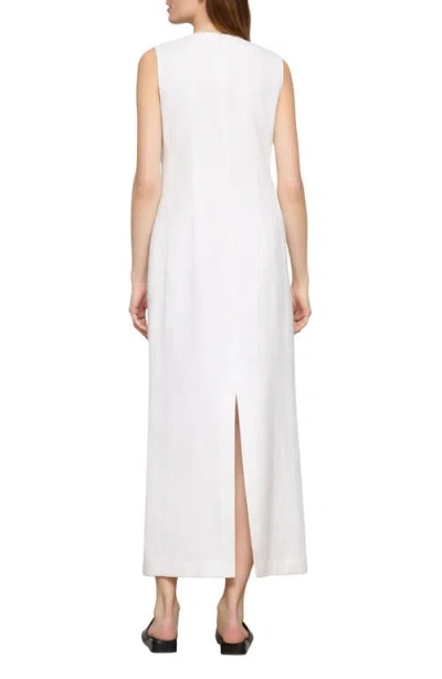 Lafayette 148 Linen Buttoned Sleevless Maxi Dress In White