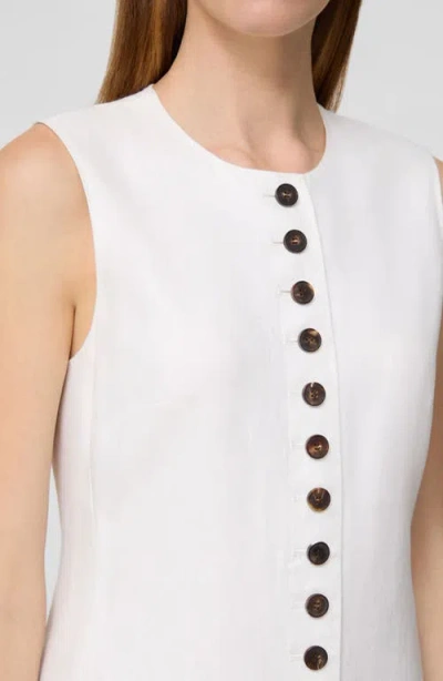 Lafayette 148 Linen Buttoned Sleevless Maxi Dress In White