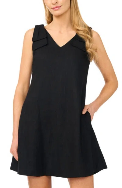 Cece Bow Shoulder Shift Minidress In Black