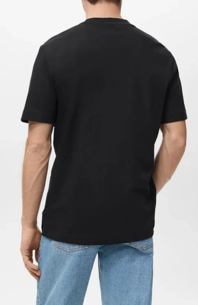 Mango Regular Fit Medium Weight Cotton T-shirt In Black