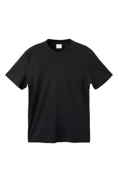 Mango Regular Fit Medium Weight Cotton T-shirt In Black