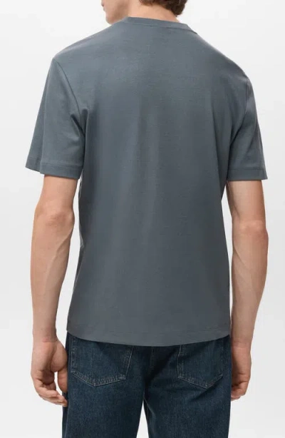 Mango Regular Fit Medium Weight Cotton T-shirt In Blue