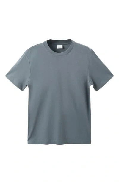 Mango Regular Fit Medium Weight Cotton T-shirt In Blue