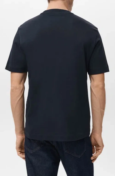 Mango Regular Fit Medium Weight Cotton T-shirt In Blue
