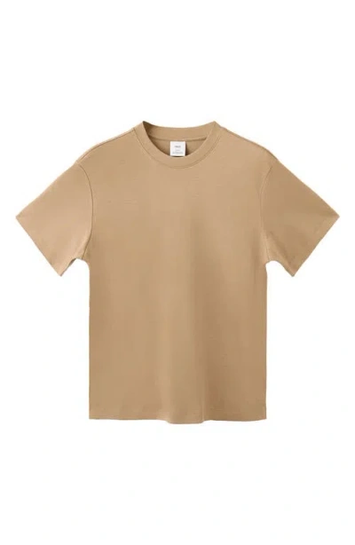 Mango Regular Fit Medium Weight Cotton T-shirt In Brown
