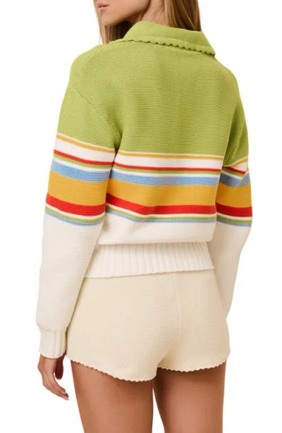 Solid & Striped Cleo Pullover Polo Top In St. Barths Stripe In White