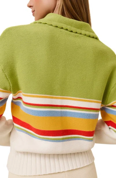 Solid & Striped Cleo Pullover Polo Top In St. Barths Stripe In White