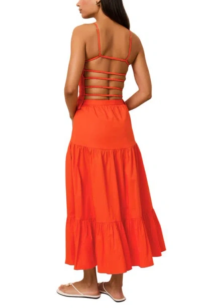 Solid & Striped The Delta Strappy Back Stretch Cotton Top In Red