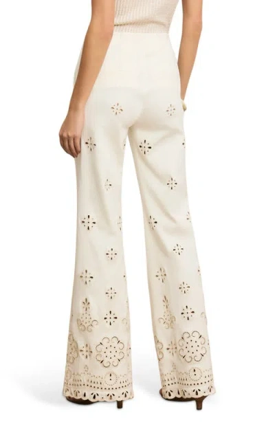 Veronica Beard Komi Eyelet Cotton Twill Flared Pants In Neutral