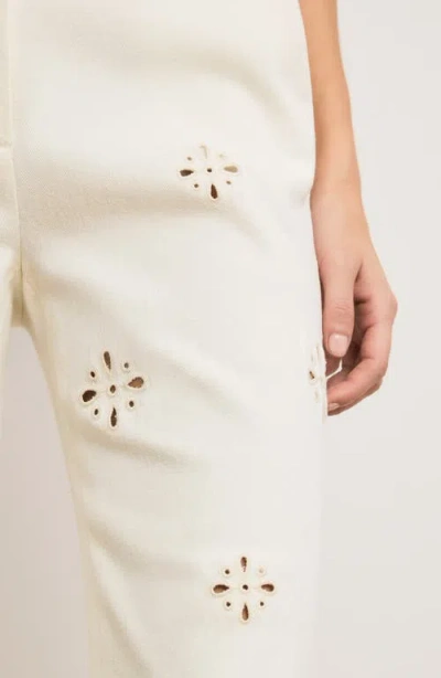 Veronica Beard Komi Eyelet Cotton Twill Flared Pants In Neutral