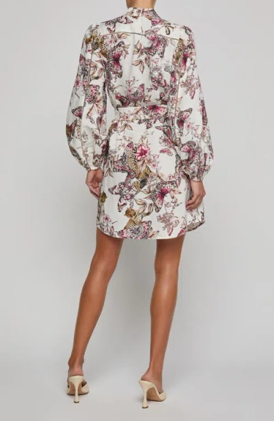 L'agence Butterfly Jungle Shirt Dress White Multi Butterfly
