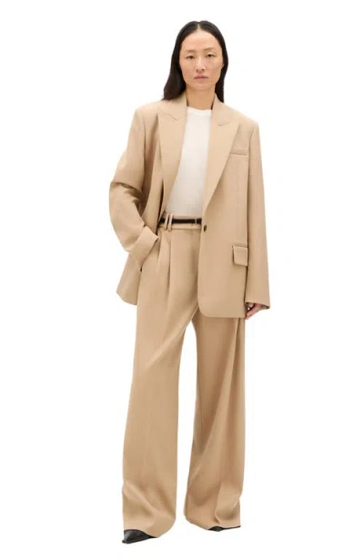 Another Tomorrow Wool Oversized Tailored Jacket In Neutral