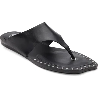 Ash Genius Leather Studded Thong Sandals In Black