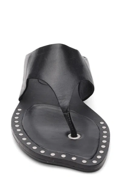 Ash Genius Leather Studded Thong Sandals In Black