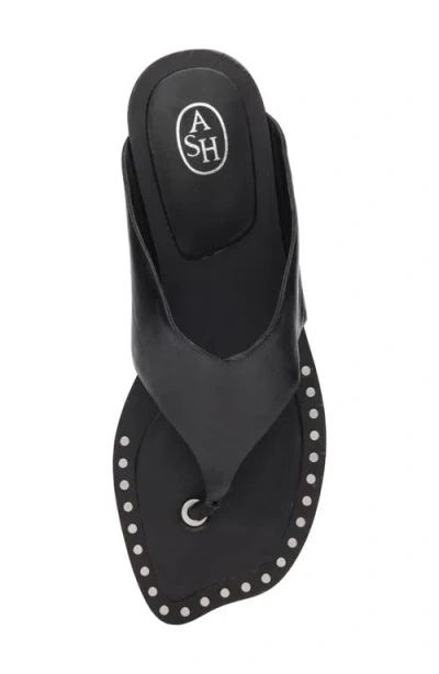 Ash Genius Leather Studded Thong Sandals In Black
