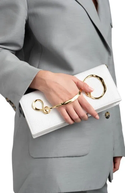 Alexis Bittar Lizard-embossed Leather Clutch Bag With Side Handle In White