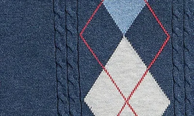 Brooks Brothers Supima Cotton Short-sleeve Argyle Polo Cardigan In Blue