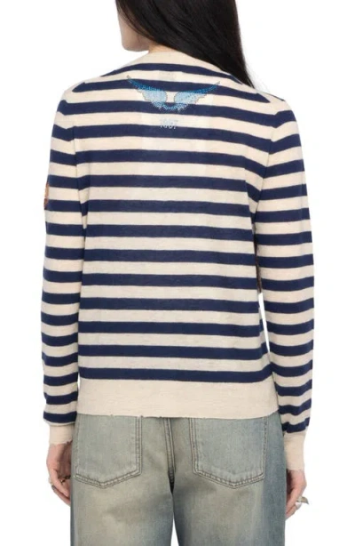 Zadig & Voltaire Missya Embellished Stripe Cashmere Cardigan In Multi