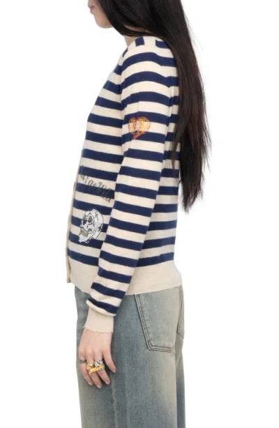 Zadig & Voltaire Missya Embellished Stripe Cashmere Cardigan In Multi