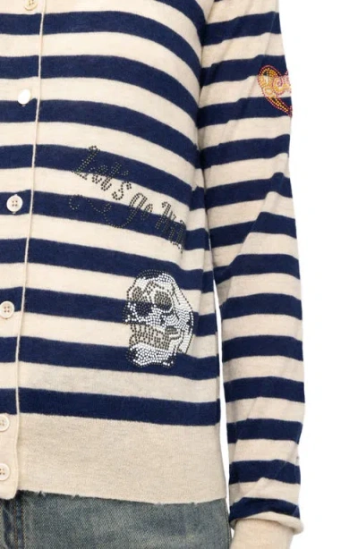 Zadig & Voltaire Missya Embellished Stripe Cashmere Cardigan In Multi