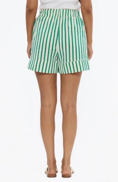 Brave + True Brave+true Esplande Stripe Pull-on Shorts In Green
