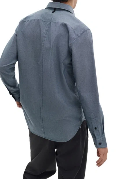 Rag & Bone Tomlin Stretch Dobby Button Front Shirt In Blue