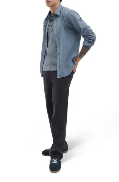 Rag & Bone Tomlin Stretch Dobby Button Front Shirt In Blue