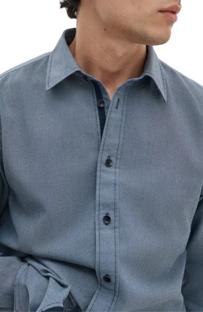 Rag & Bone Tomlin Stretch Dobby Button Front Shirt In Blue